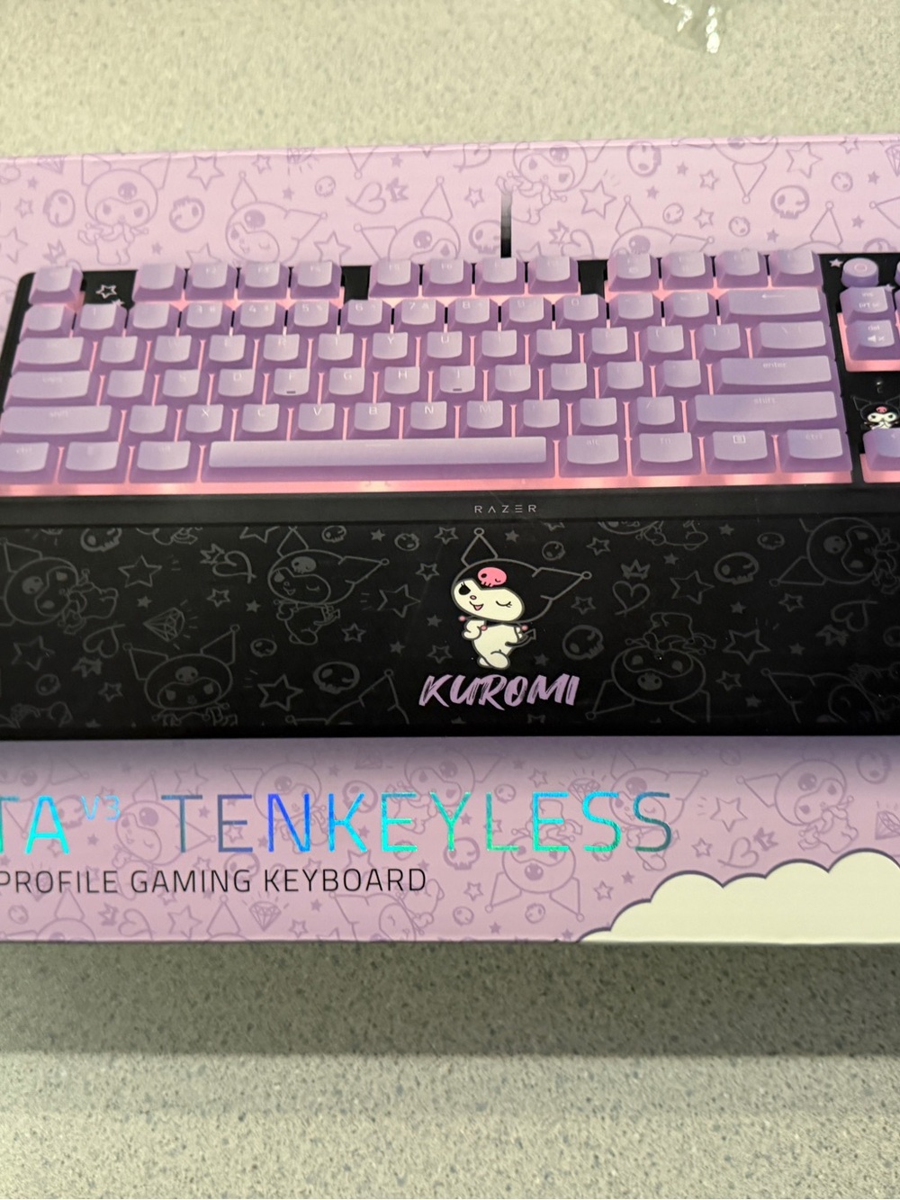 New Razer Chroma RGB Ornata V3 Tenkeyless Kuromi Hello Kitty Keyboard Backlit